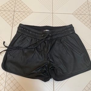Dynamite Midrise Faux Leather Drawstring Shorts XS